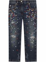 Dolce & Gabbana Kids jean à effet usé - Bleu