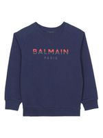 Balmain Kids sweat en coton à logo imprimé - Bleu - thumbnail