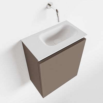 Toiletmeubel Mondiaz Ture | 40 cm | Meubelkleur Smoke | Eden wastafel Talc Rechts | Zonder kraangat