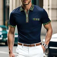 Voor heren Polo met rits POLO Shirt Casual Feestdagen Revers Kwart ritssluiting Korte mouw Modieus Basic Effen Kwart ritssluiting Zomer Normale pasvorm Wit Rood Blauw Bruin Groen Polo met rits Lightinthebox