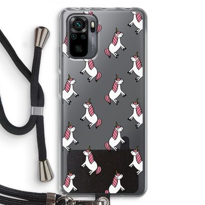 Eenhoorns overal: Xiaomi Redmi Note 10 Pro Transparant Hoesje met koord