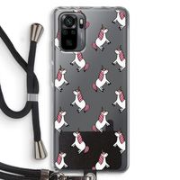 Eenhoorns overal: Xiaomi Redmi Note 10 Pro Transparant Hoesje met koord