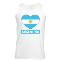 Argentinie hart vlag singlet shirt/ tanktop wit heren - thumbnail