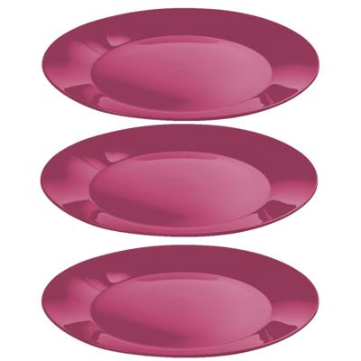 Ontbijtbordjes - 24x st - roze - 21 cm - hard kunststof - dinerborden - camping bordjes