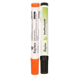 2x Textielstiften dikke punt 2-4 mm zwart/oranje