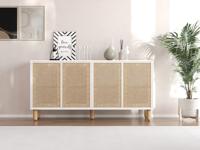 Dressoir LETU 4 deuren wit met jute effect