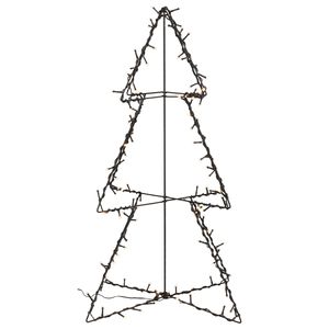 Verlichte figuren zwarte 3D lichtboom/metalen boom/kerstboom met 120 led lichtjes 77 cm - kerstverlichting figuur