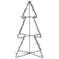 Verlichte figuren zwarte 3D lichtboom/metalen boom/kerstboom met 120 led lichtjes 77 cm - kerstverlichting figuur - thumbnail