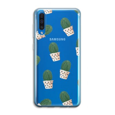 Cactusprint roze: Samsung Galaxy A50 Transparant Hoesje