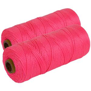 Touw - 2x - roze - 1.5mm x 200 m - uitzetkoord - metselkoord - uitzetdraad - bestrating/tegelen