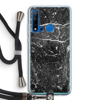 Zwart marmer: Huawei P20 Lite (2019) Transparant Hoesje met koord