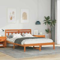Bedframe met hoofdeinde Bruin 120 x 190 cm Massief grenenhout
