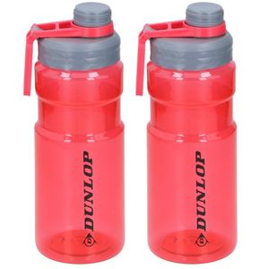 2x Bidon/drinkfles transparant rood 1100 ml