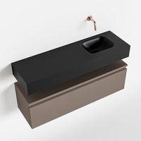 Toiletmeubel Mondiaz Andor | 100 cm | Meubelkleur Smoke | Lex vrijhangend wastafel Urban Rechts | Zonder kraangat
