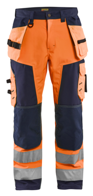 Blåkläder Werkbroek softshell High-Vis 15672517 | High Vis Oranje/Marineblauw | Maat 44 - 7330509406038