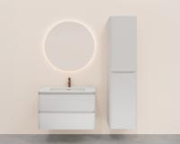 Onderkast Wiesbaden Novira 100x48 cm Afgeronde Hoeken Met 2 Laden 1 Uitsparing Mat Wit