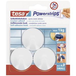 tesa POWERSTRIPS® Zelfklevende haak Small Rond Wit Inhoud: 3 stuk(s)