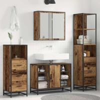 Badkamermeubelset 3 pcs Oud hout 80 x 33 x 60 cm Bewerkt hout