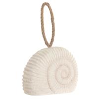Deurstopper schelp - cement/wit - 20 x 8 x 16 cm - mediterraans / strand