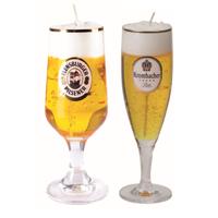 Bierkaarsen - 2x st - Flensburger en Krombacher bierglas kaarsen - bier cadeau voor mannen
