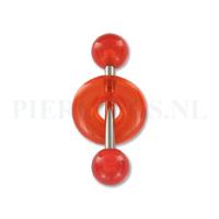 Tongpiercing acryl met donut rood