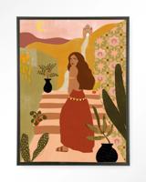 Urban Cotton Wandkleed 'Caribbean Night' 80 x 110cm in Floating Frame - black