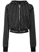 Philipp Plein hoodie zippé à ornement en cristal - Noir - thumbnail