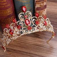Kristallen bruiloft kroon bruid kroon hoofdband accessoires haar juwelen ornamenten (rood)