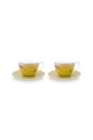 Pip Studio La Majorelle Set/2 Cappuccino Kop & Schotel Geel