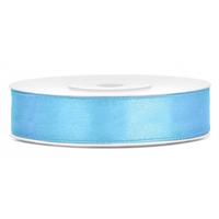 Decoratie satijn sierlint - lichtblauw - 12 mm x 25 meter - Cadeaulint satijnlint