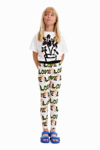 Legging met bloemen en Love - WHITE - XL