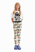 Legging met bloemen en Love - WHITE - M - thumbnail