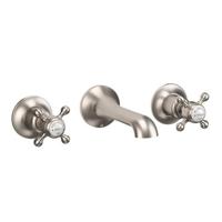Crosswater Belgravia Wastafelkraan - inbouw - 3 gats - kruisgreep - 14.1cm uitloop - geborsteld nikkel BL131WNL Crosswater Belgravia Wastafelkraan - inbouw - 3 gats - kruisgreep - 14.1cm uitloop - geborsteld nikkel BL131WNL