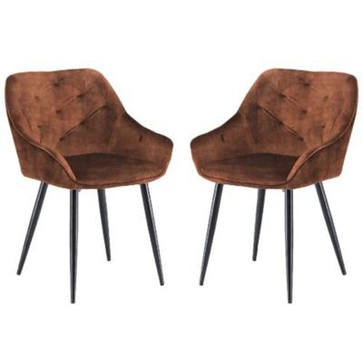 Eetkamerstoel Liverpool - Velours/metaal - Hazel bruin - Set van 2 56x61x79 cm