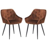 Eetkamerstoel Liverpool - Velours/metaal - Hazel bruin - Set van 2 56x61x79 cm