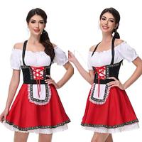 Carnaval Oktoberfest bier Kostuum Jurken Dirndl Trachtenkleider hulp in de huishouding Duits München Weiden Dames Doek in traditionele stijl Kleding Lightinthebox