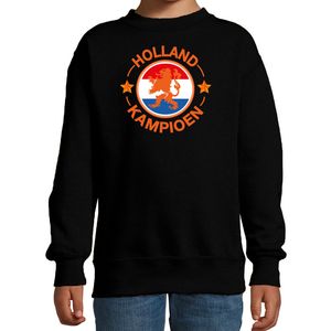 Holland kampioen met leeuw zwarte sweater / trui Holland / Nederland supporter EK/ WK voor kinderen