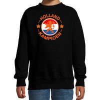 Holland kampioen met leeuw zwarte sweater / trui Holland / Nederland supporter EK/ WK voor kinderen - thumbnail