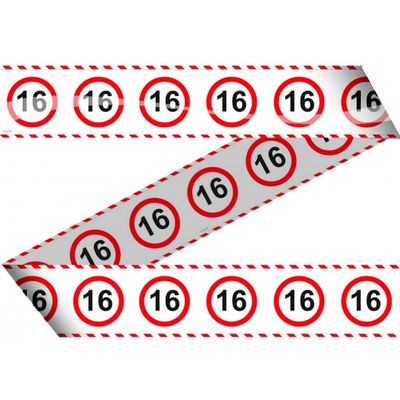 Markeerlint/afzetlint 16 jaar versiering met stop bord 15 meter
