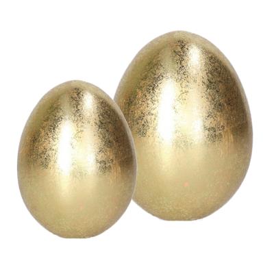 Decoratie Ei set - Goud - keramiek - 8 x 9 en 6 x 8 cm - Paasdecoratie - paaseieren