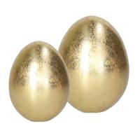 Decoratie Ei set - Goud - keramiek - 8 x 9 en 6 x 8 cm - Paasdecoratie - paaseieren