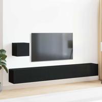 Tv-meubelset 4 pcs Zwart eiken 80 x 30 x 30 cm Bewerkt hout