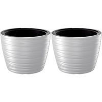 Plantenpot/bloempot Amazing - 2x - buiten/binnen - kunststof - wit - D37 x H28 cm