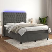 Boxspring met matras en LED fluweel donkergrijs 140x190 cm