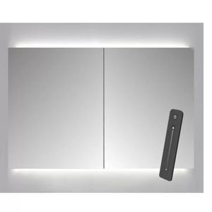 Spiegelkast Sanicare Qlassics Ambiance 90x60 cm Met Dubbelzijdige Spiegeldeuren, LED Verlichting En Afstandsbediening Grey Wood Sanicare