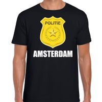 Politie embleem Amsterdam carnaval verkleed t-shirt zwart voor heren - thumbnail