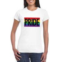 Gay Pride regenboog shirt Pride wit dames 2XL  - - thumbnail