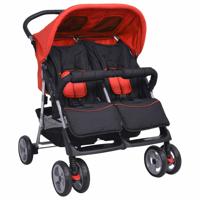 Tweelingwagen staal rood en zwart