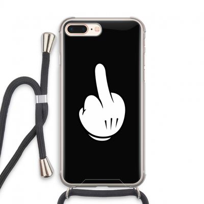 Middle finger black: iPhone 8 Plus Transparant Hoesje met koord