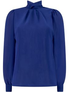 Giambattista Valli blouse en crêpe à col montant - Bleu